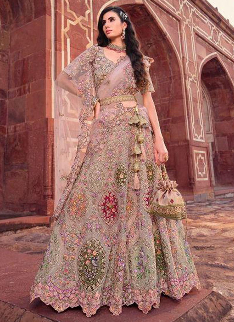 Bridal lehenga in light colour best sale